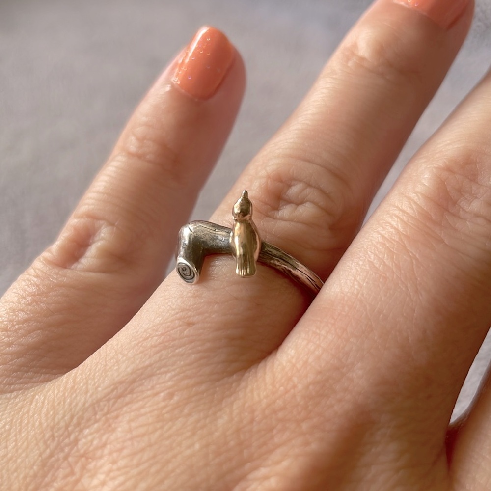 Silver & Gold bird ring